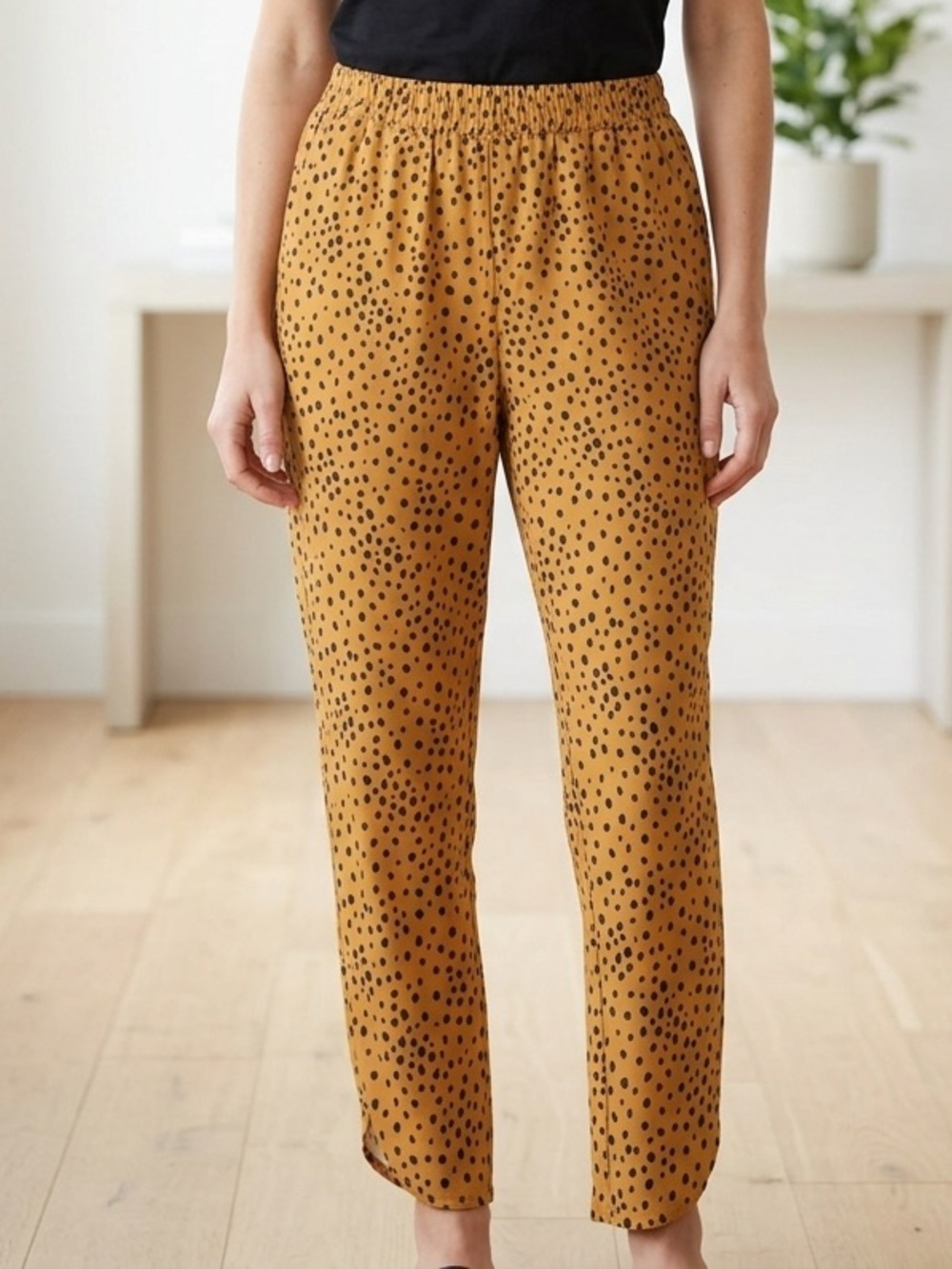 Marine Layer NWT ReSpun Allison Pants Abstract Cheetah Print L Tapered High Rise